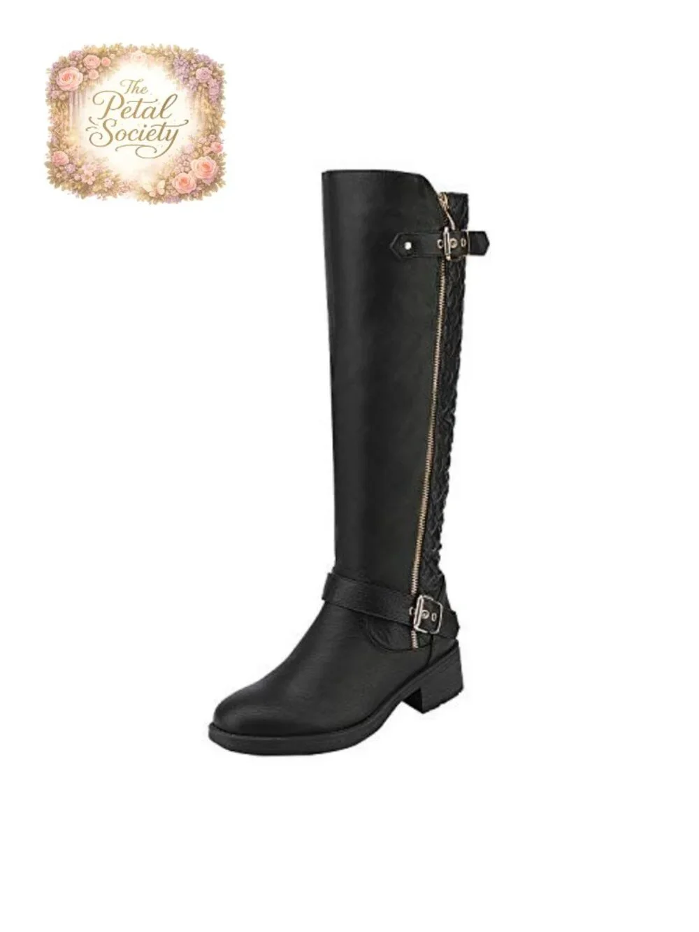 Wide Calf Knee High Riding Boots Faux Leather Faux Fur Lined Tall Boots